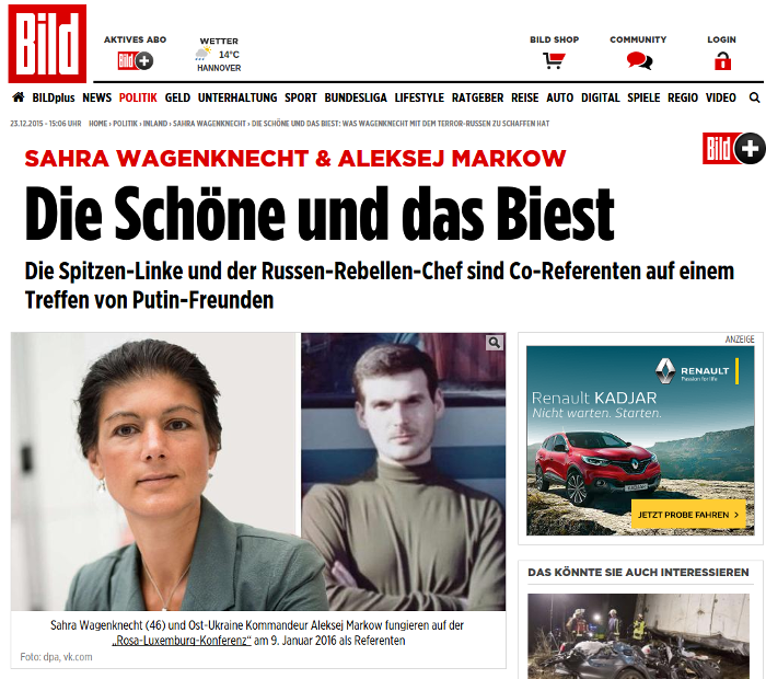 Screenshot: Bild.de / Fotos: dpa, vk.com
