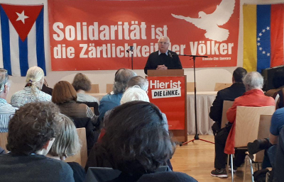 Arnold Sch&ouml;lzel bei der Lateinamerika-Konferenz in Frankfurt. Foto: Andr&eacute; Scheer